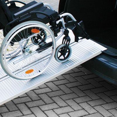 Auffahrrampe, Auffahrschiene Aluminium klappbar für Rollstuhl 122x73cm 270kg