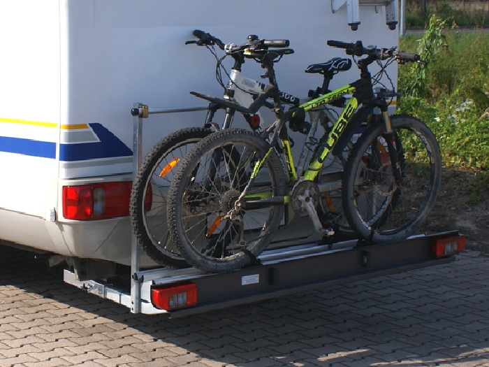ALUTRANS prestige Wohnmobil Fahrradträger für 2 Fahrräder o. E-Bike spez. für Ford Transit V363 Bj. 2014- ohne AHK