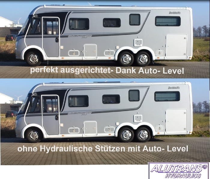 Hydraulische Hubstützen Anlage für Mercedes Sprinter 3er Serie Bj. 2006-2010, ALUTRANS S3000 (PHA) Kl. 1 bis 3,8t zGG, 12V, autom. Niveauregulierung