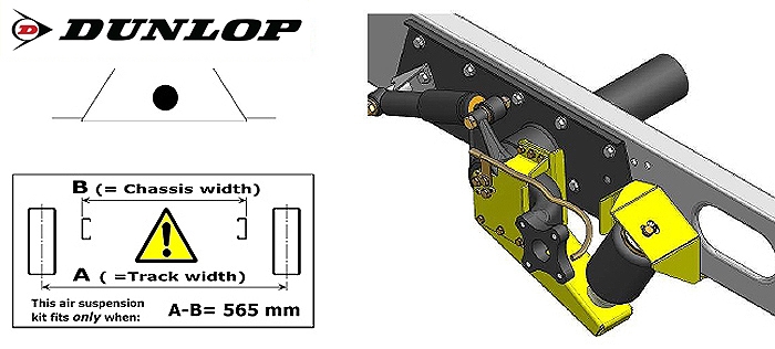 Luftfederung für ALKO (AL-KO)- Chassis- 2007-2011 Standard Radaufnahme- Einzelachse, Zweikreis Zusatz-Luftfederanlage, syst. LF3, inkl. Montage