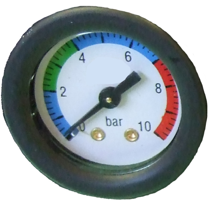 (LF1) Druckluft Manometer, f. Schlauch, 6,00 mm, schwarz, Ersatzmanometer