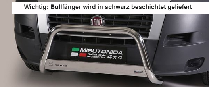 Frontschutzbügel Kuhfänger Bullfänger für Fiat Ducato 2022- (nur Maxi), Medium Bar 63mm Edelstahl schwarz beschichtet
