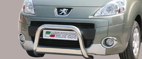 Frontschutzbügel Kuhfänger Bullfänger für Peugeot Partner 2008-2015, Medium Bar 63mm Edelstahl Omologato Inox