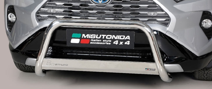 Frontschutzbügel Kuhfänger Bullfänger für Toyota RAV4 Hybrid 2019-, Medium Bar Mark 63mm Edelstahl Omologato Inox