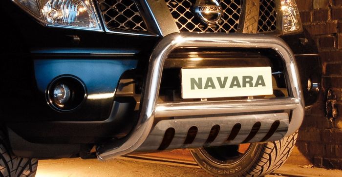 Frontschutzbügel Kuhfänger Bullfänger für Nissan Navara D40 (V6) 2010-2015, Steelbar QFU 70mm, schwarz beschichtet