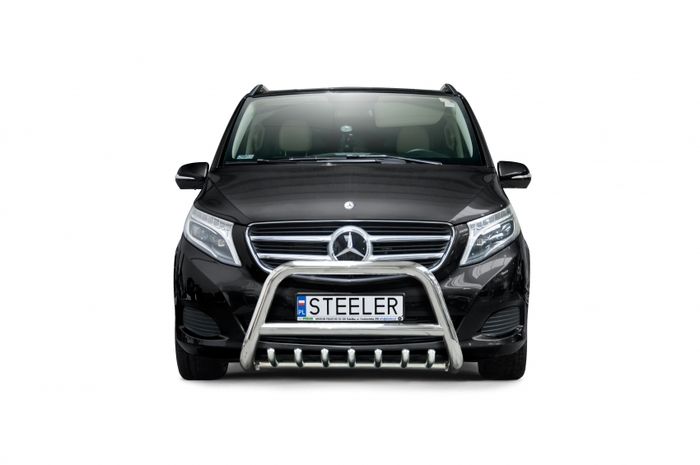 Frontschutzbügel Kuhfänger Bullfänger für Mercedes V-Klasse 2014-2020, Steelbar QRU 70mm, schwarz beschichtet
